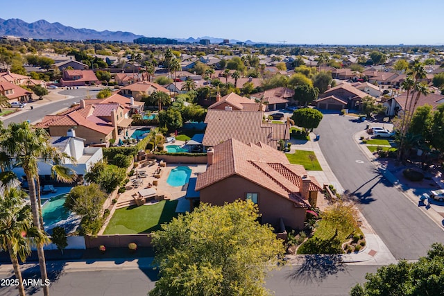 aerial view with a mountain view