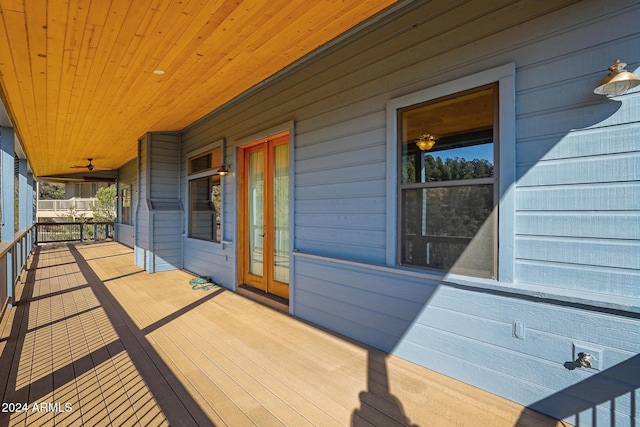 wooden deck with french doors