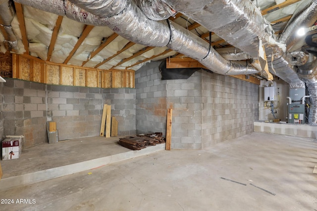 basement with heating unit