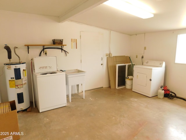 1019 E Granada Ave, Apache Junction, AZ 85119 - laundry room featuring water heater and independent washer and dryer