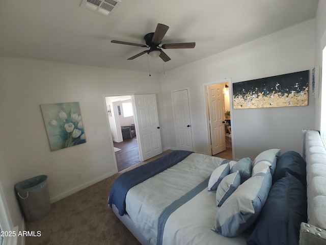 309 W Az Highway 177, Winkelman, AZ 85192 - bedroom with carpet floors, baseboards, and ceiling fan