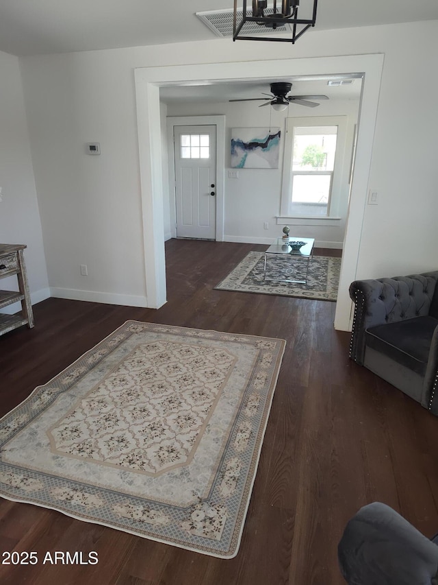 309 W Az Highway 177, Winkelman, AZ 85192 - entrance foyer with plenty of natural light, a ceiling fan, wood finished floors, and baseboards