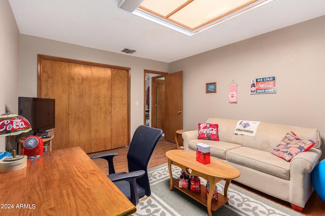 home office featuring hardwood / wood-style floors