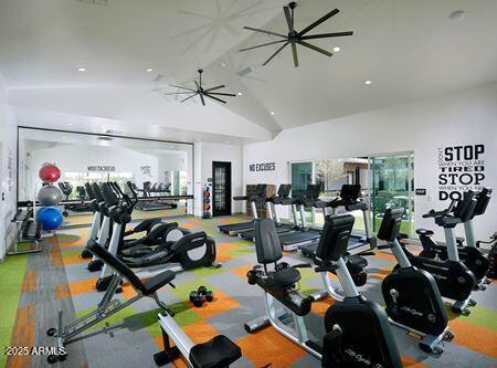 14571 W Wethersfield Rd, Surprise, AZ 85379 - workout area with vaulted ceiling and recessed lighting