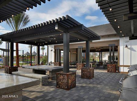 14571 W Wethersfield Rd, Surprise, AZ 85379 - view of patio featuring a pergola and an outdoor kitchen
