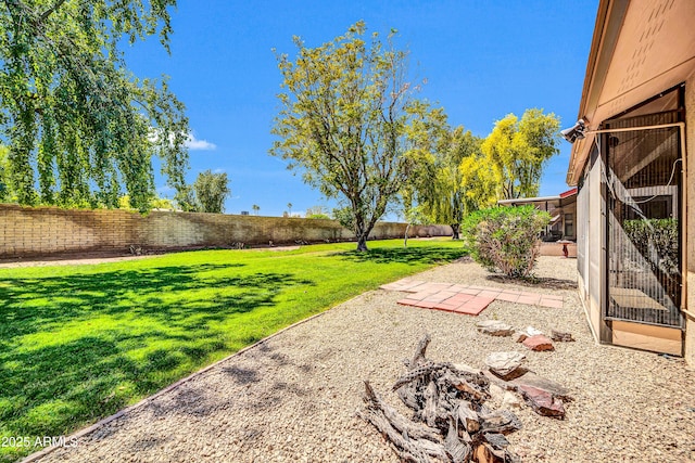 view of yard featuring a fenced backyard
