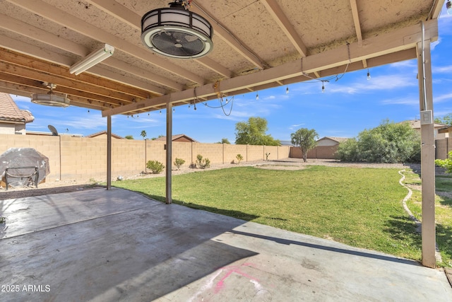 view of patio featuring a fenced backyard