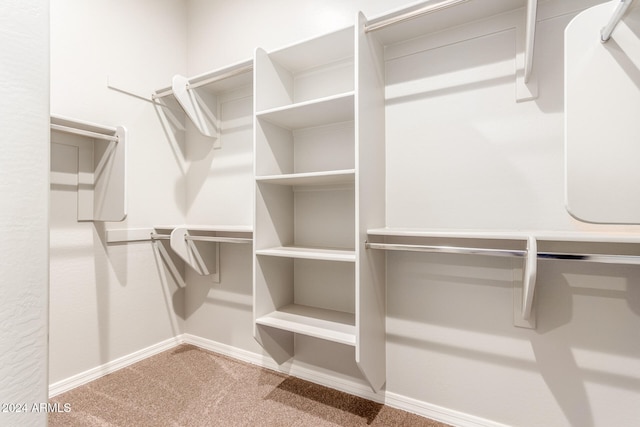 walk in closet with carpet