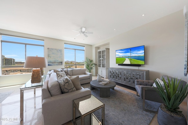 15802 N 71st St Unit 552, Scottsdale, AZ 85254 - living room featuring a ceiling fan and recessed lighting