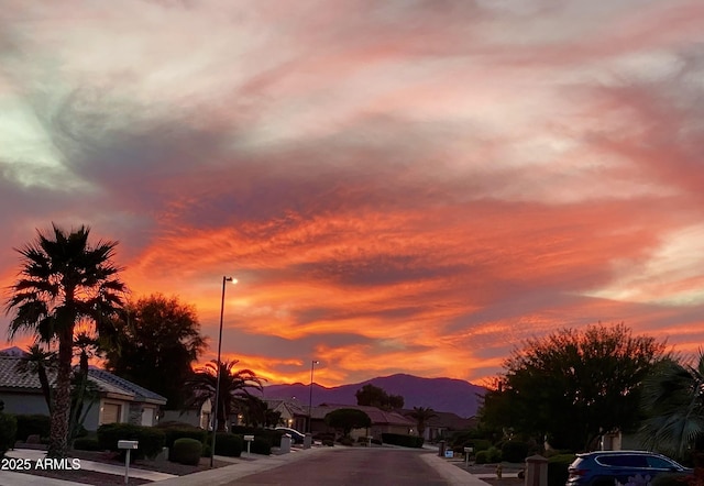 view of road with a mountain view