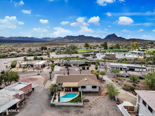 aerial view with a mountain view