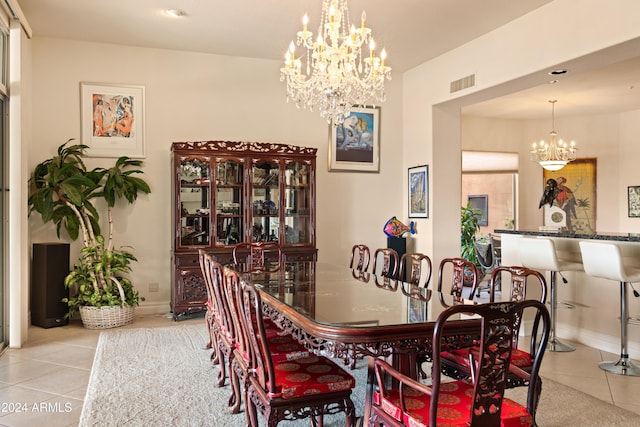 15972 N 115th Way, Scottsdale, AZ 85255 - tiled dining room featuring a chandelier, baseboards, and recessed lighting