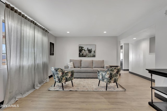 living room with light hardwood / wood-style flooring