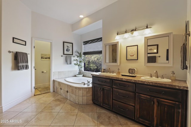 4562 N Dream Catcher Way, Pine, AZ 85544 - bathroom with double vanity, a bath, and tile patterned flooring