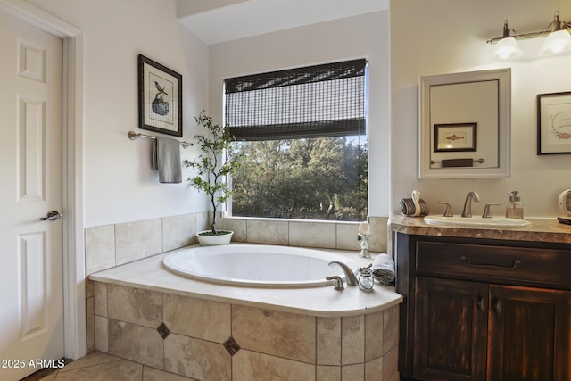 4562 N Dream Catcher Way, Pine, AZ 85544 - bathroom with vanity, a bath, and tile patterned flooring