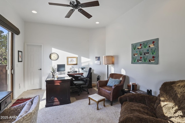 4562 N Dream Catcher Way, Pine, AZ 85544 - carpeted office space with a ceiling fan, recessed lighting, and baseboards