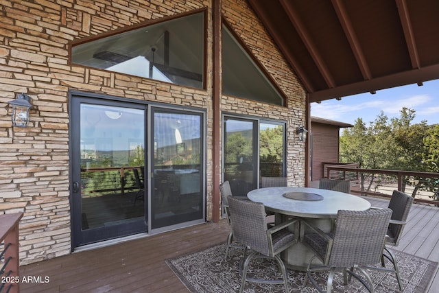 4562 N Dream Catcher Way, Pine, AZ 85544 - wooden deck featuring outdoor dining space