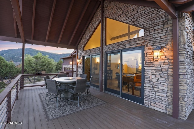 4562 N Dream Catcher Way, Pine, AZ 85544 - deck with outdoor dining space and a mountain view