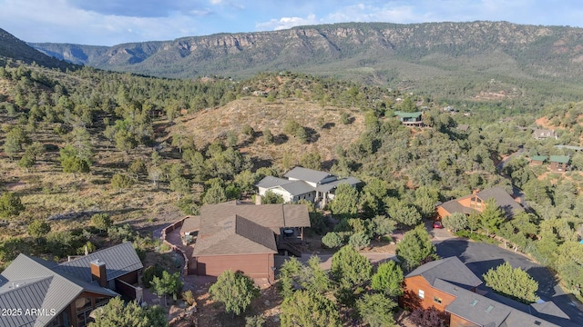 4562 N Dream Catcher Way, Pine, AZ 85544 - aerial overview of property's location featuring a mountain backdrop and a heavily wooded area