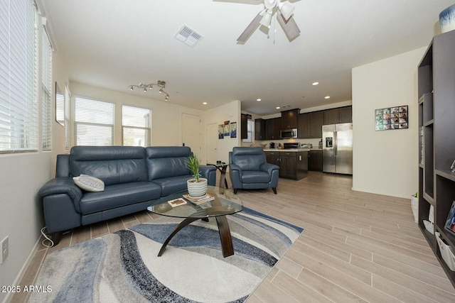 living room with light wood-type flooring