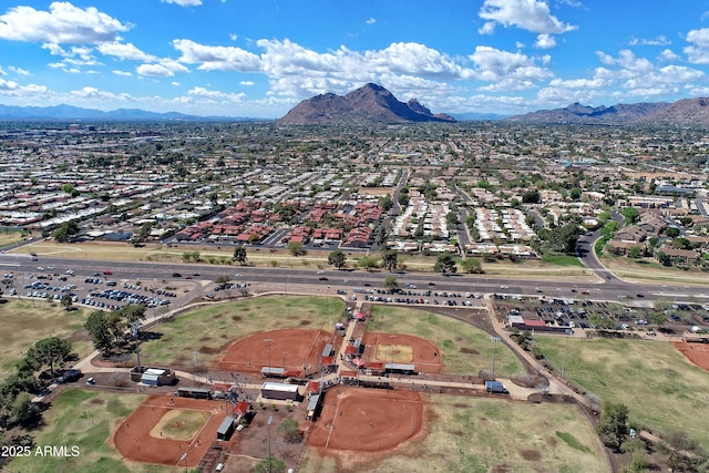 8326 E Valley View Rd, Scottsdale, AZ 85250 - aerial view of property and surrounding area featuring mountains and nearby suburban area