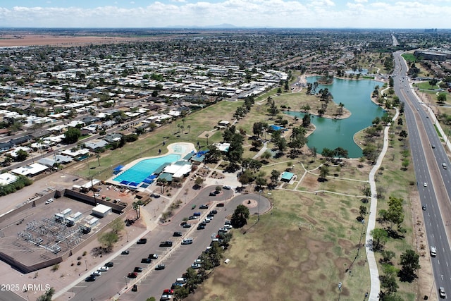 8326 E Valley View Rd, Scottsdale, AZ 85250 - aerial view of property and surrounding area with a nearby body of water and a pool area