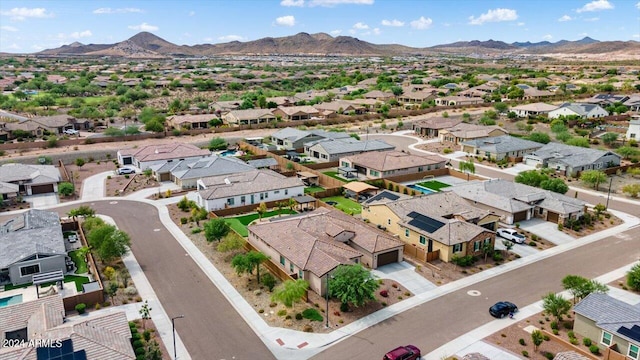 birds eye view of property with a mountain view