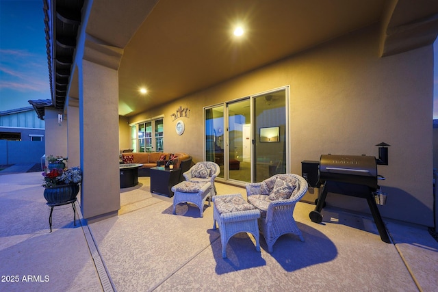 view of patio featuring an outdoor hangout area