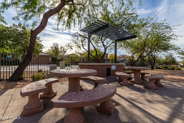 view of patio / terrace featuring a pergola