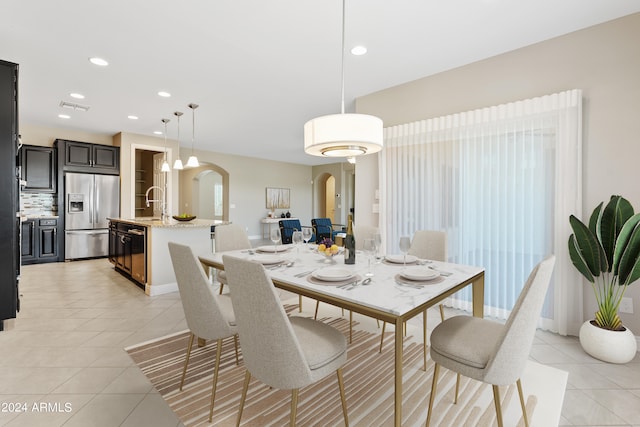 view of tiled dining area