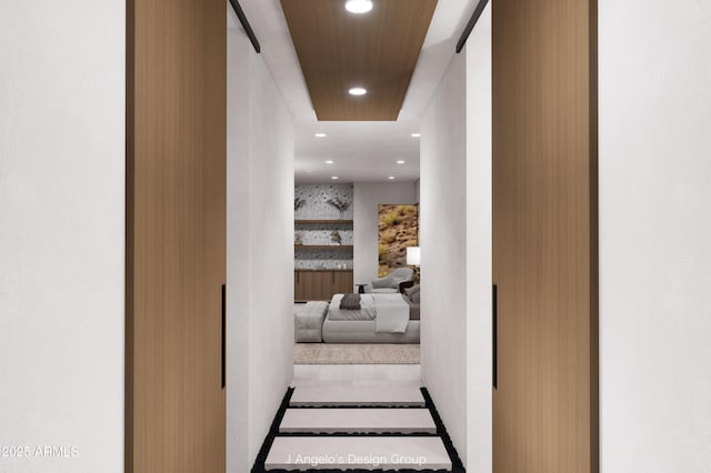 hallway with recessed lighting