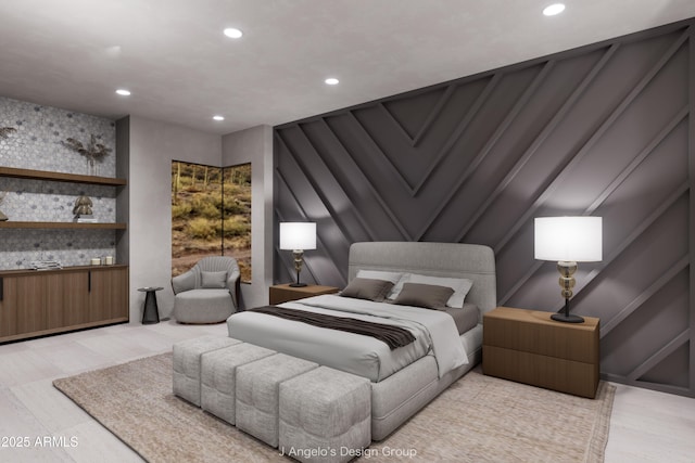 bedroom featuring recessed lighting