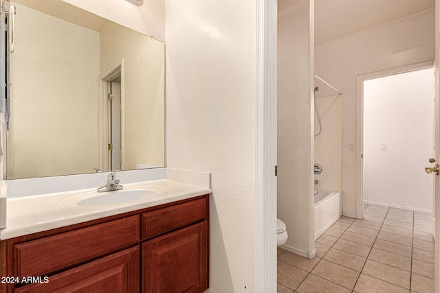 full bathroom with tile patterned floors, vanity, toilet, and shower / bath combination