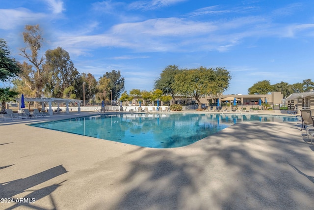 view of pool featuring a patio