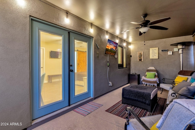 15019 N Mayflower Dr, Fountain Hills, AZ 85268 - view of patio / terrace with french doors and ceiling fan