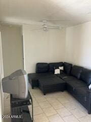 living room featuring light tile patterned floors