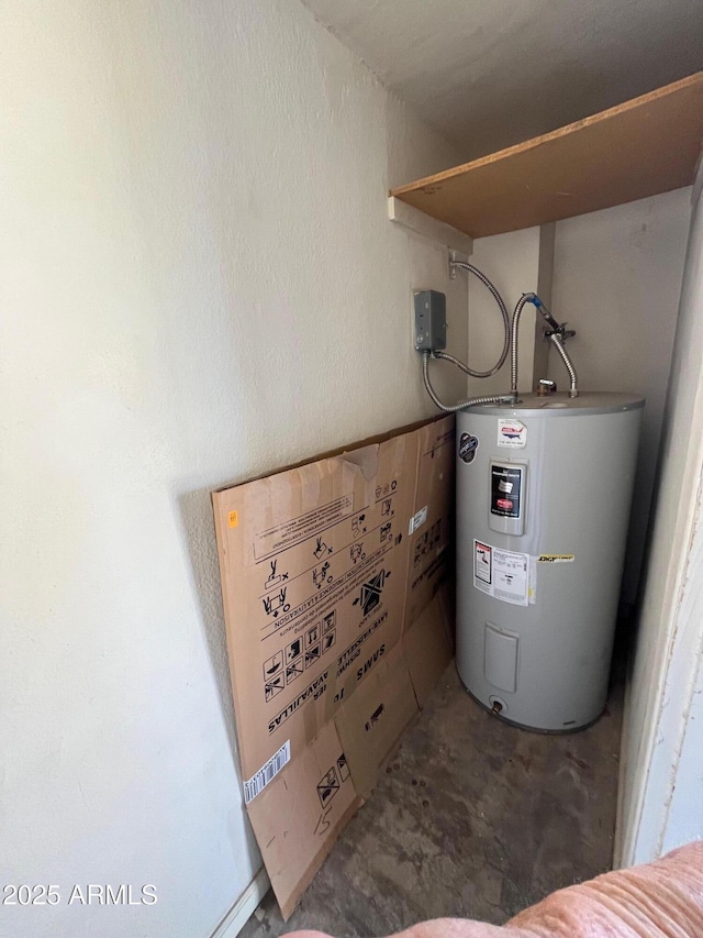 utility room with water heater