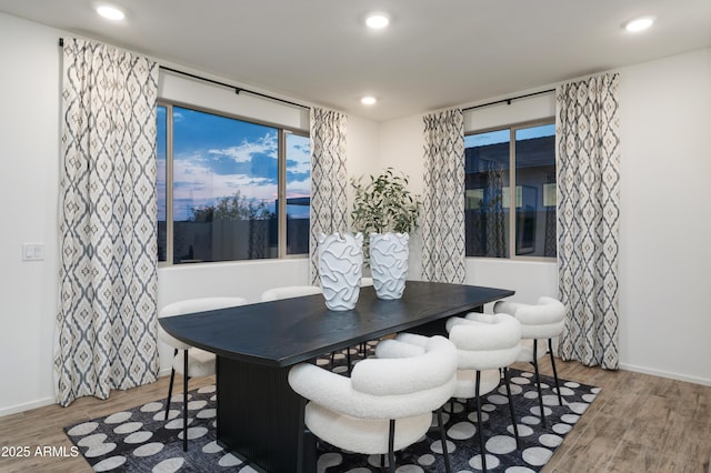 dining space featuring hardwood / wood-style flooring