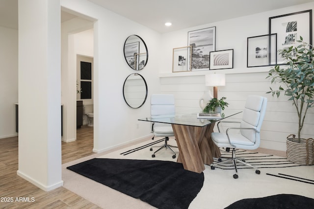 office space featuring light hardwood / wood-style floors