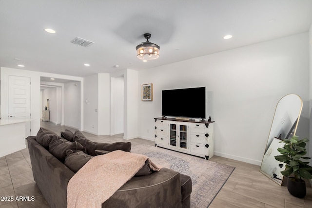 living room featuring light hardwood / wood-style floors