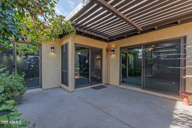 exterior space with a pergola