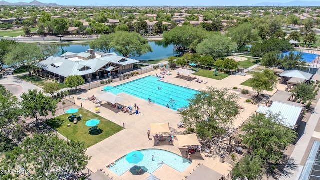 4323 S Ranger Trl, Gilbert, AZ 85297 - drone / aerial view of a pool and a water and mountain view
