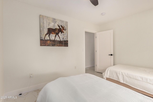 12821 N 67th St, Scottsdale, AZ 85254 - bedroom featuring baseboards, ceiling fan, and marble finish flooring
