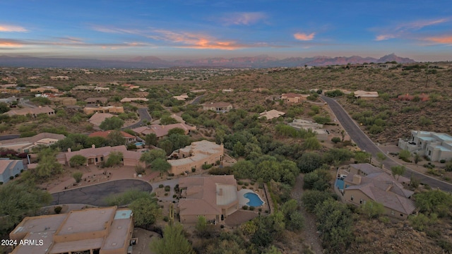 view of aerial view at dusk