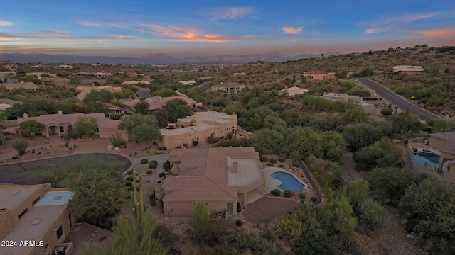 view of aerial view at dusk