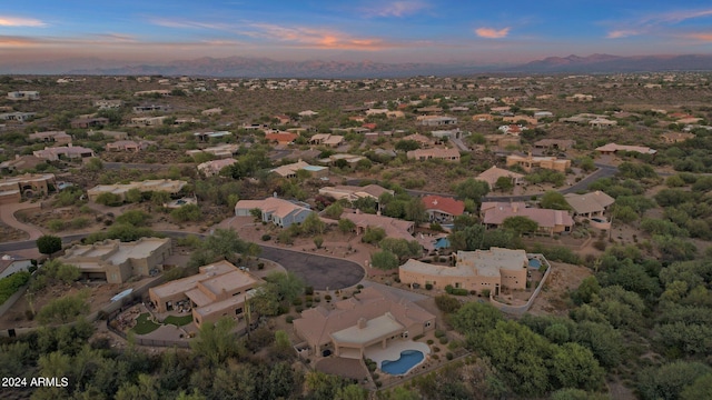 view of aerial view at dusk