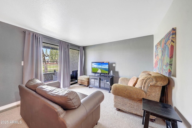 2524 S El Paradiso Dr Unit 82, Mesa, AZ 85202 - carpeted living area with a fireplace and baseboards