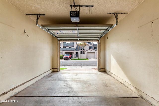 garage with a garage door opener