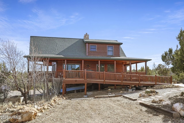 view of front of home with a deck