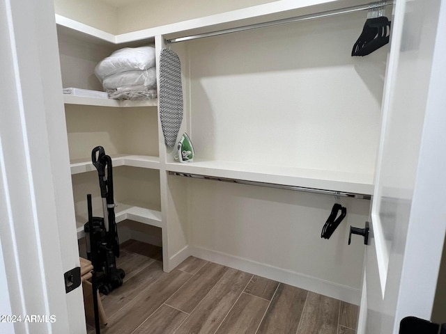 spacious closet with hardwood / wood-style flooring